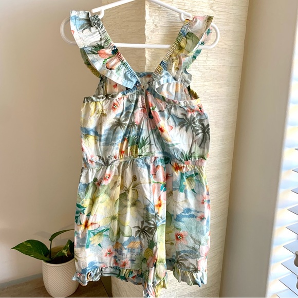 NEXT - Girls Tropical Floral Playsuit - Size 4 - Ruffle Detail - 100% Cotton - Picture 2 of 6